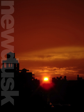 water tower sunset
